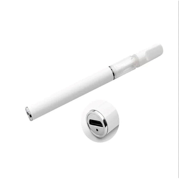 White Rechargeable Ceramic Vape THC CBD Disposable Pen 0.5ml (empty)-Unbranded-Blazed Wholesale